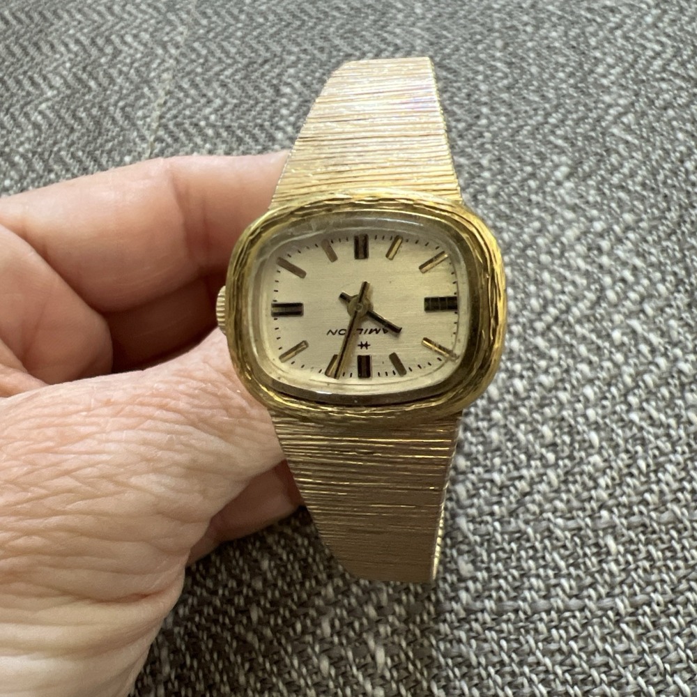 Hamilton Women's Wrist Watch Winds Ticks 826276 1/40 10k R.G.P. Textured Band